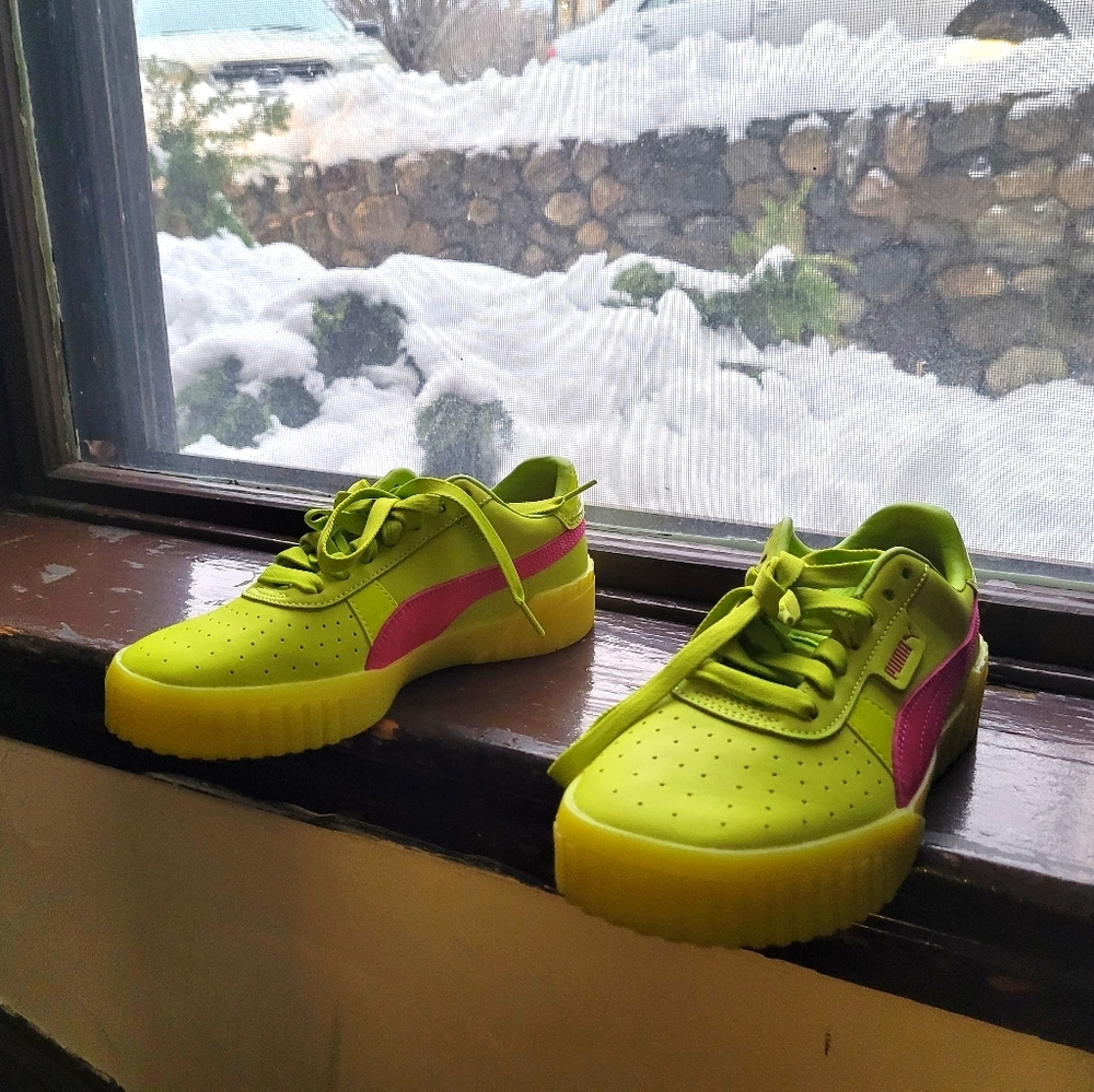 NEW Puma Cali Womens Lime Punch Fuchsia Purple